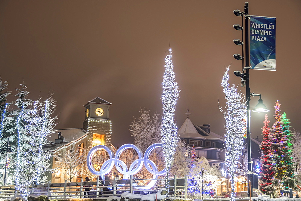 Whistler Village in winter, Whistler, British Columbia, Canada, North America