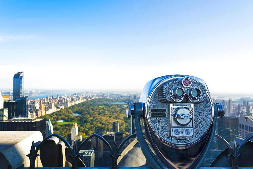 The viewing platform overlooking Central Park from the Rockefeller Tower, New York City, United States of America, North America