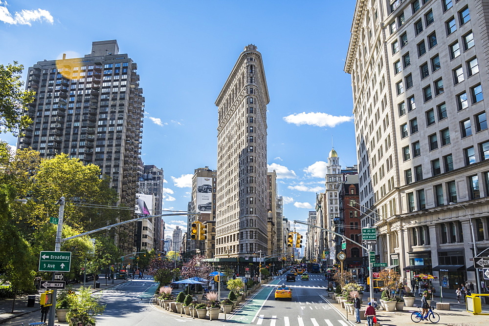 The Flatiron building in New York City. United States of America, North America