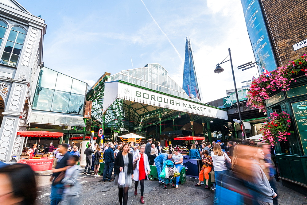 Borough Market bustling with shoppers, Southwark, London Bridge, London, England, United Kingdom, Europe