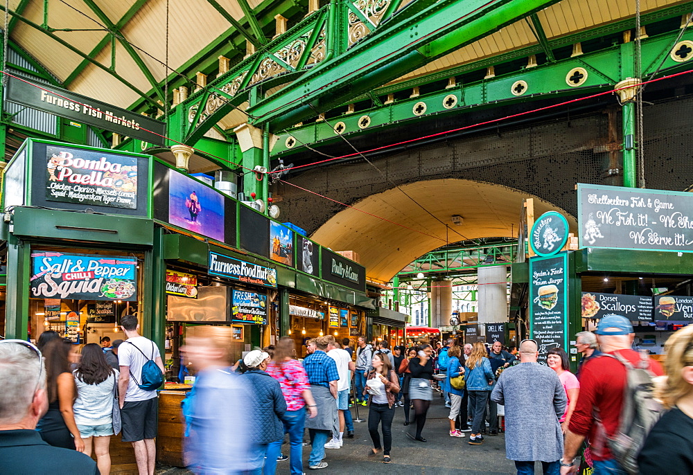 Borough Market is bustling with shoppers, Southwark, London Bridge, London, England, United Kingdom, Europe