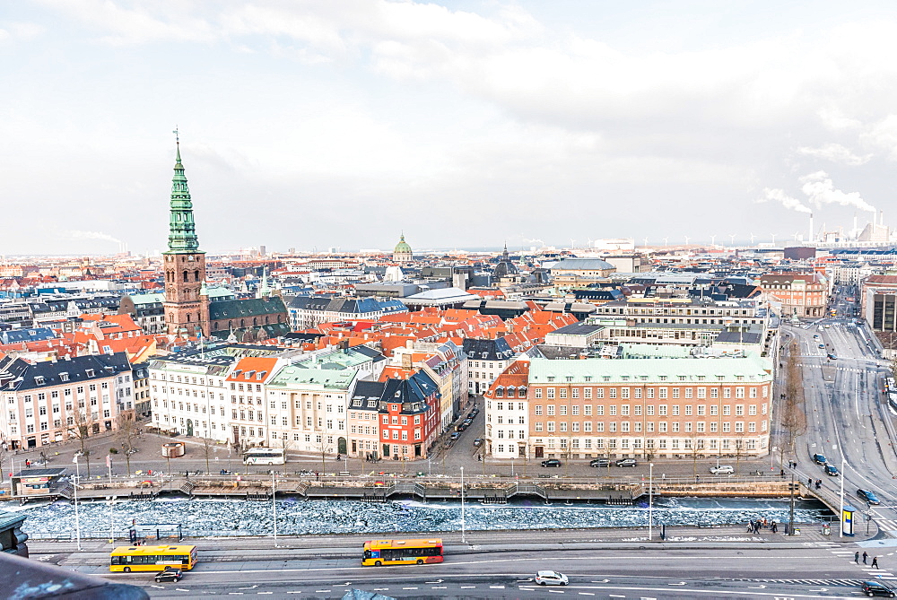 Elevated view of Copenhagen, Denmark, Scandinavia, Europe