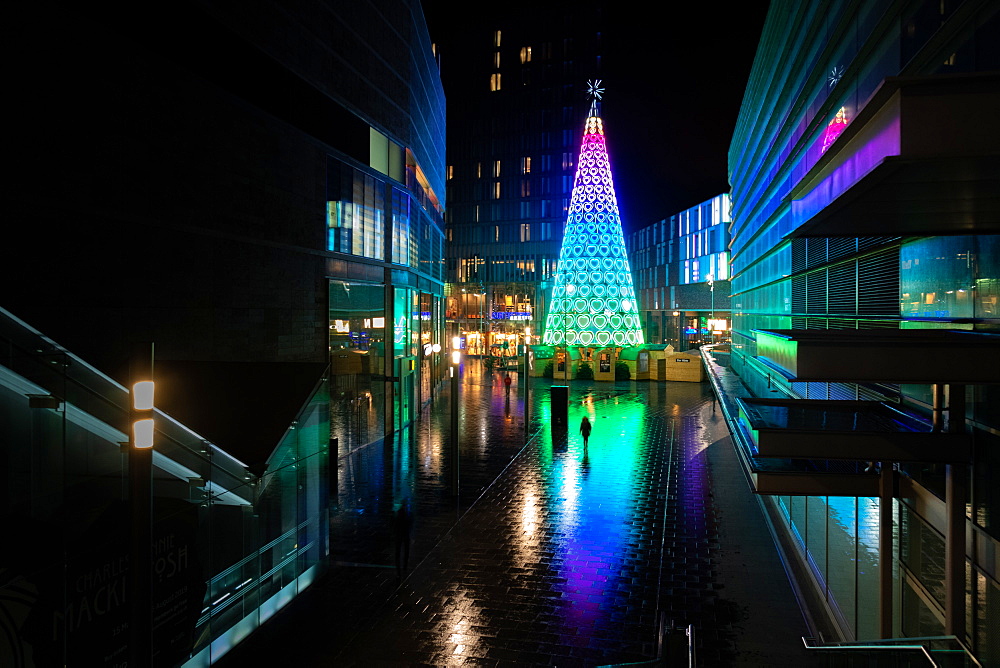 Liverpool Christmas Lights in city at night, England, United Kingdom, Europe