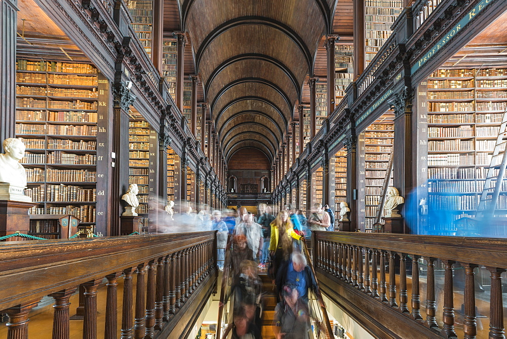 Long Room interior, Old Library building, Trinity College, Dublin, Republic of Ireland, Europe