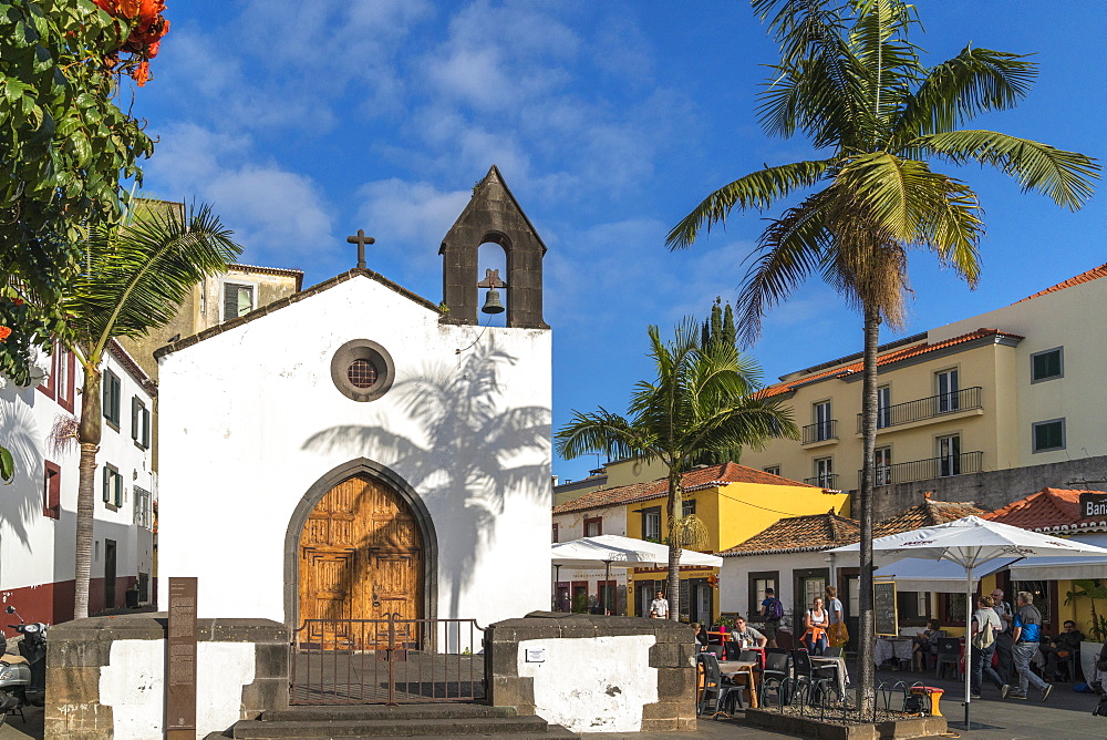 The facade of Corpo Santo Chapel in the Old Town, Funchal, Madeira region, Portugal, Atlantic, Europe