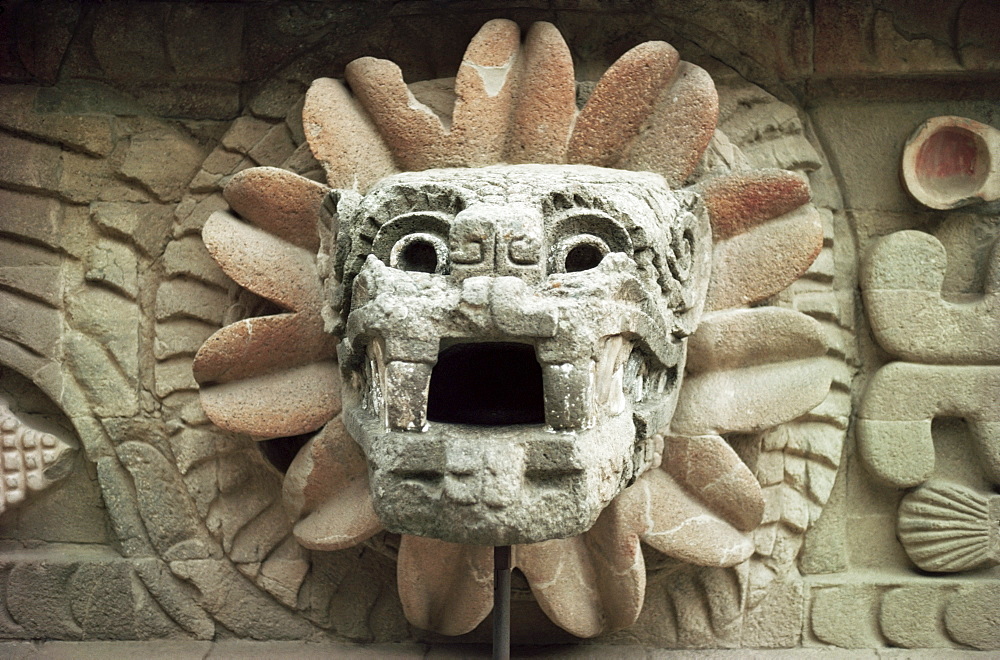 Sculpted head of goddess, Temple of Quetzacoatl, Teotihuacan, Mexico, North America