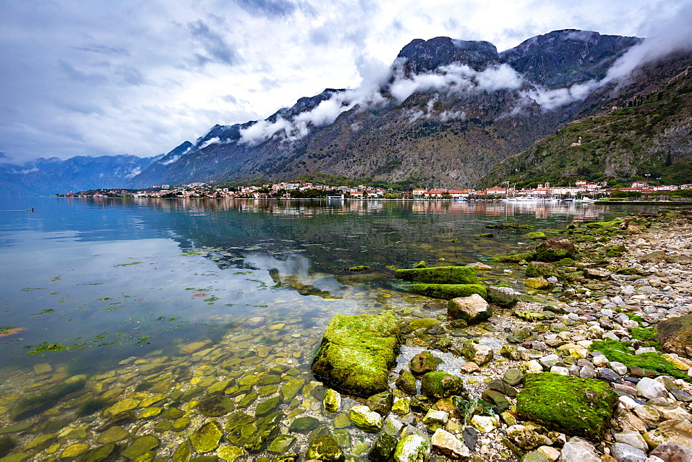 Low hanging cloud over the historic town of Kotor, UNESCO World Heritage Site, Montenegro, Europe