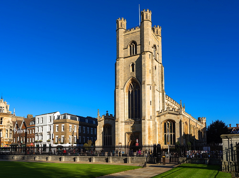 Great St. Marys Church next to Market Square and Kings Parade, Cambridge, Cambridgeshire, England, United Kingdom, Europe