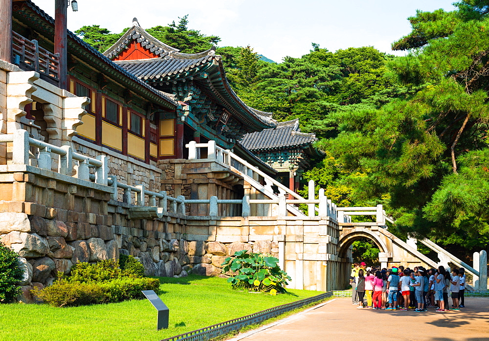 Tourist group at Bulguksa Temple, Gyeongju, Kyongju, South Korea, Asia