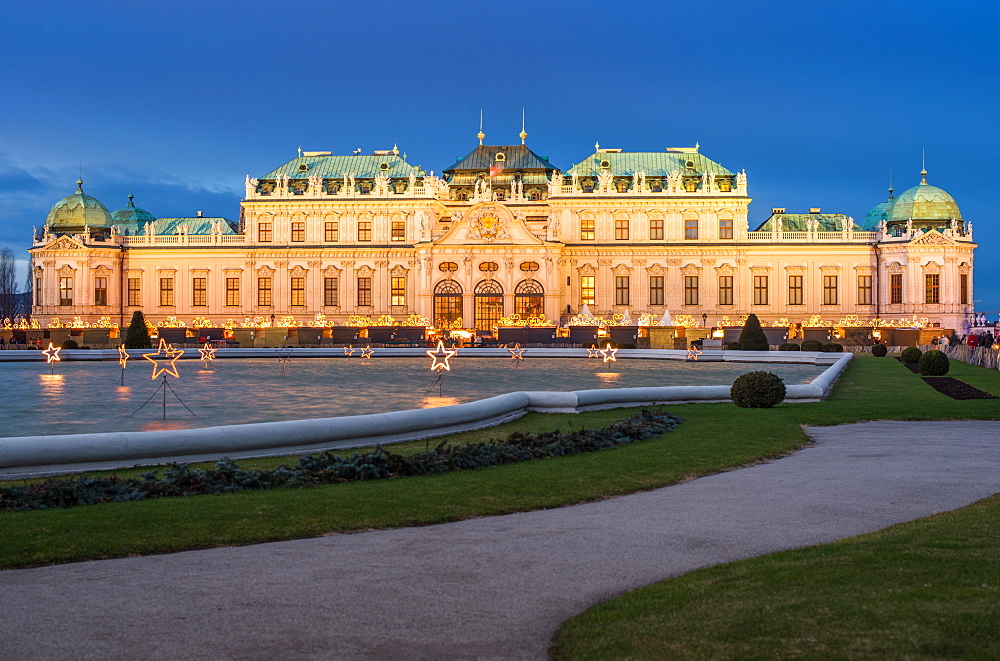 Lower Belvedere Palace at Christmas, UNESCO World Heritage Site, Vienna, Austria, Europe