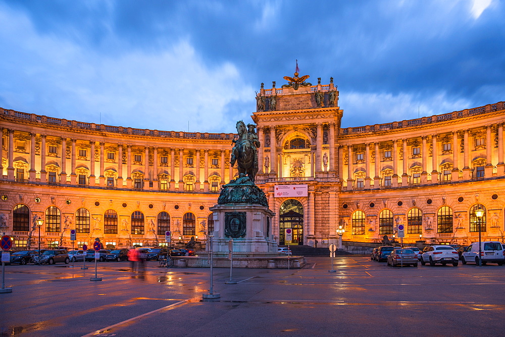 Hofburg Imperial Palace at dusk, Vienna, Austria, Europe