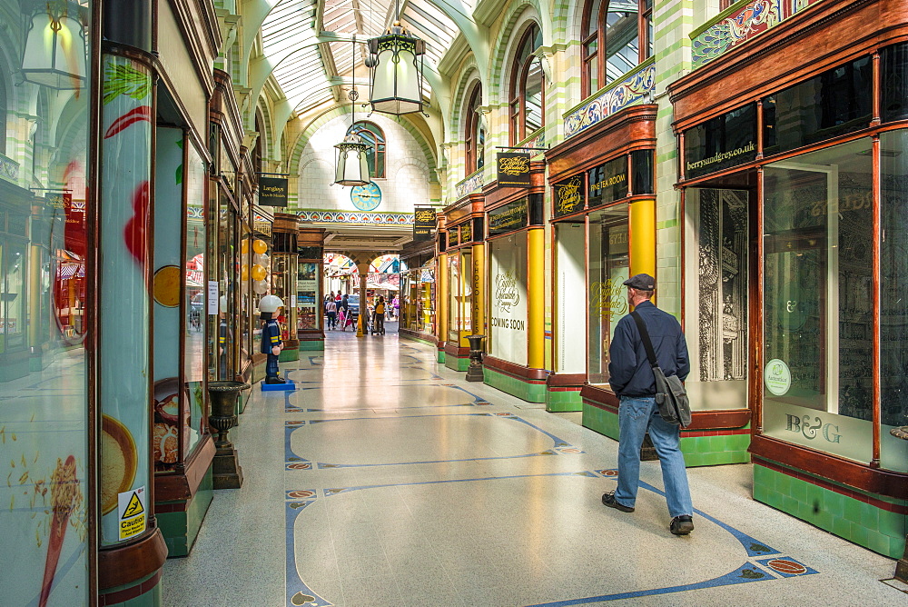 The Royal Arcade designed by architect George Skipper in Arts and Crafts style in the nineteenth century, Norwich, Norfolk, England, United Kingdom, Europe