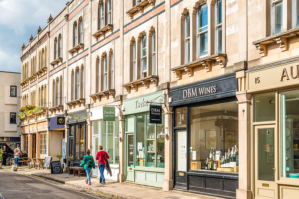 Boutique shops in affluent Clifton village in Bristol, England, United Kingdom, Europe