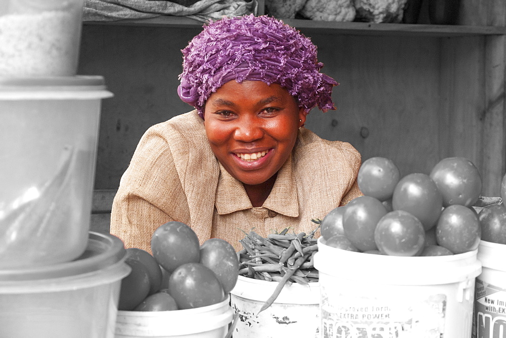 A lady selling vegetables in Kigali, Rwanda, Africa