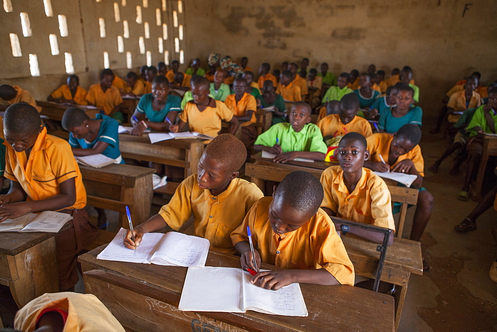 A classroom full of students learning at a primary school in Ghana, West Africa, Africa