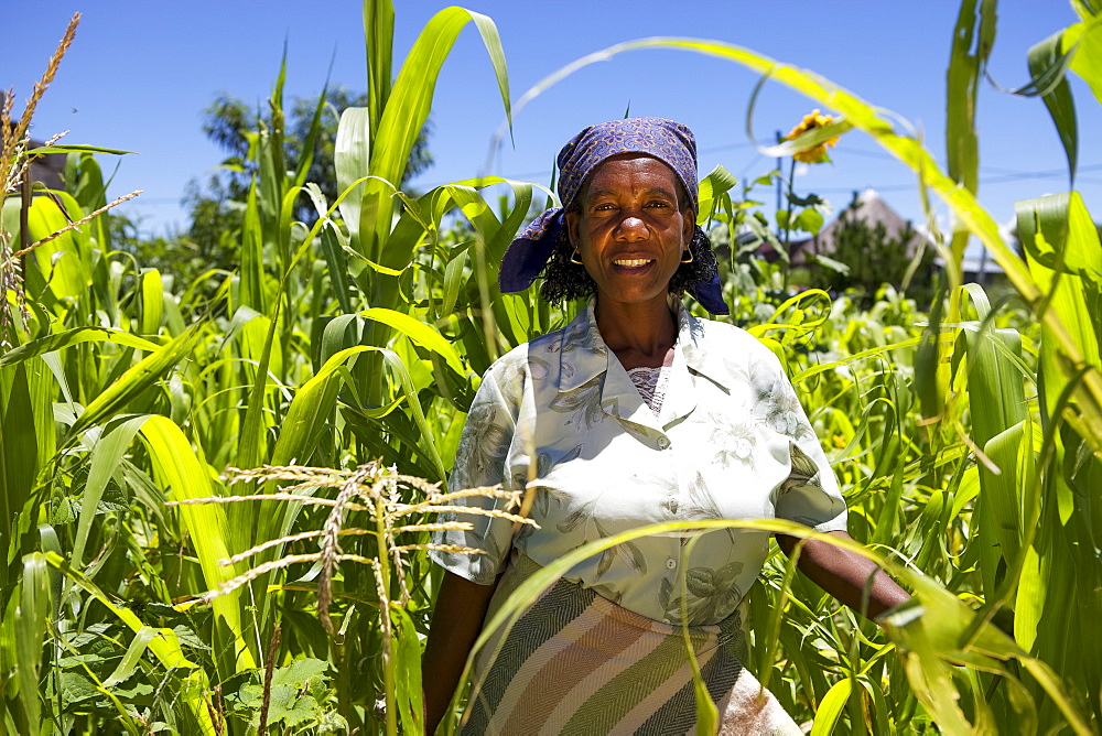 An empowering portrait of a female farmer, Lesotho, Africa