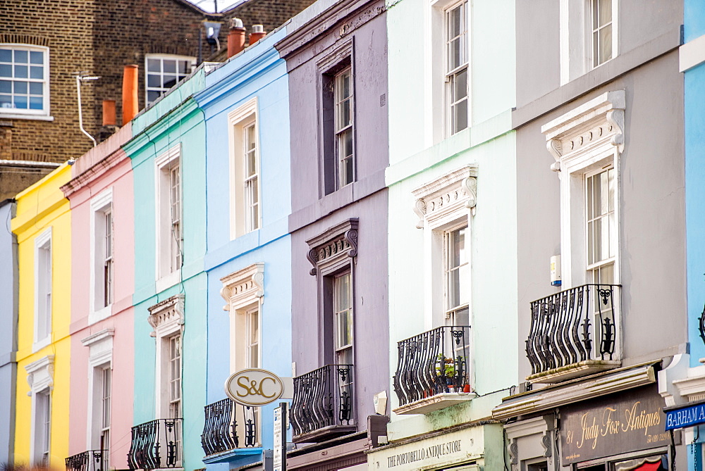 Portobello Road houses, Kensington, London, England, United Kingdom, Europe