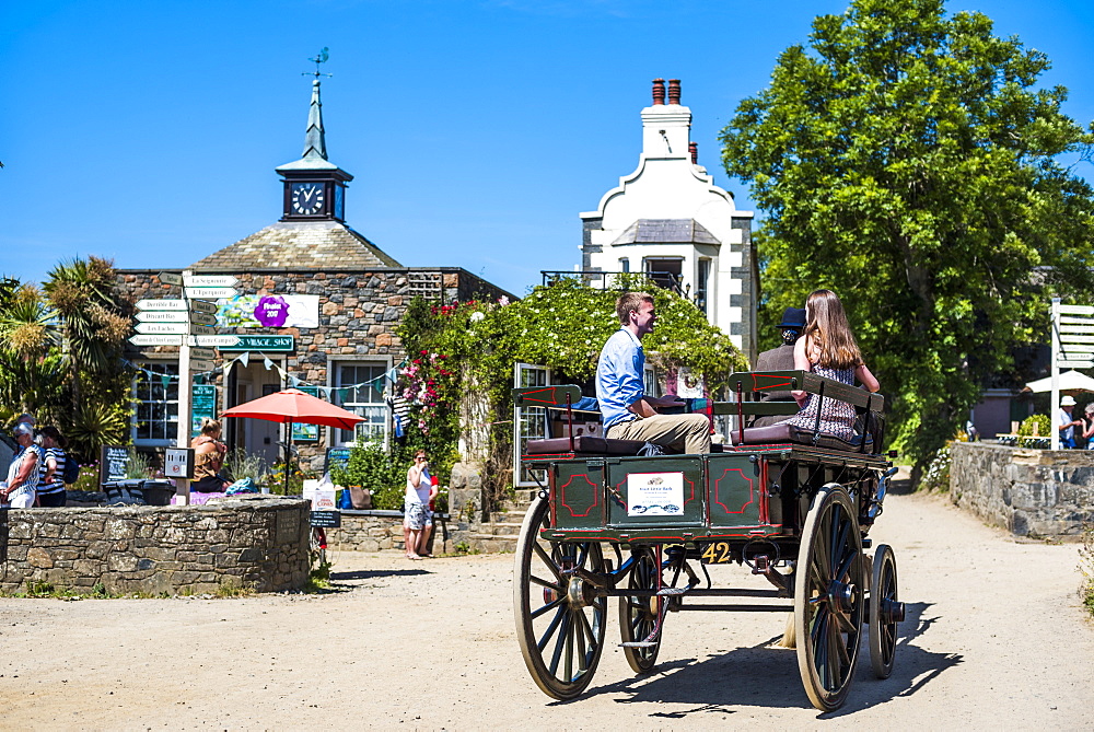 Horse and cart on Sark Island, Channel Islands, United Kingdom, Europe