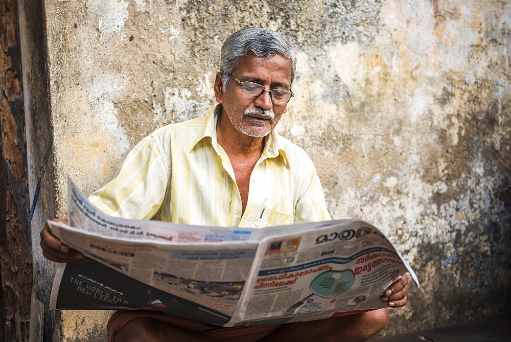 Portrait of an Indian man in Fort Kochi (Cochin), Kerala, India, Asia