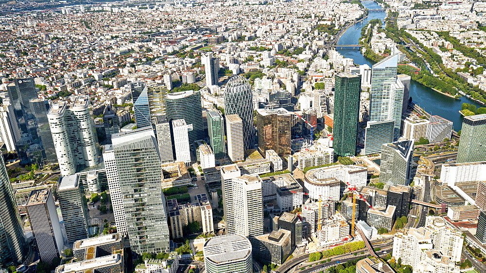 Aerial view of Financial District, La Defense, Paris, France, Europe