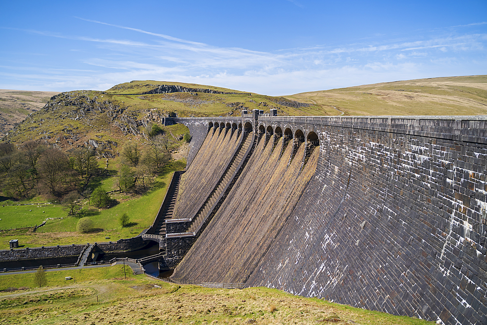 Claerwen Dam in the Elan Valley in Wales, United Kingdom, Europe