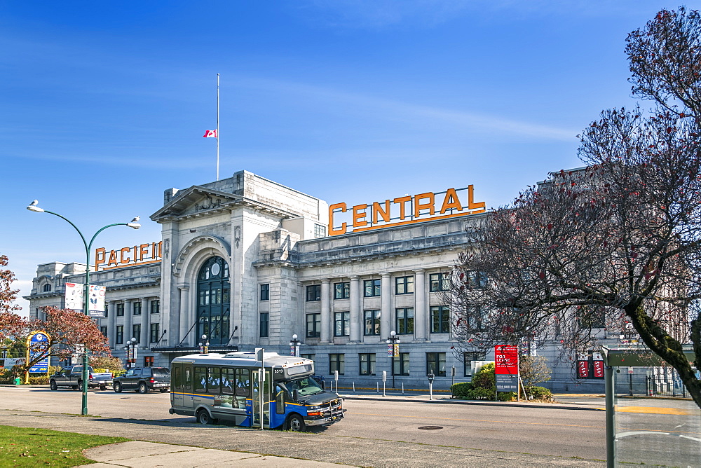 View of Pacific Central Station, Vancouver, British Columbia, Canada, North America