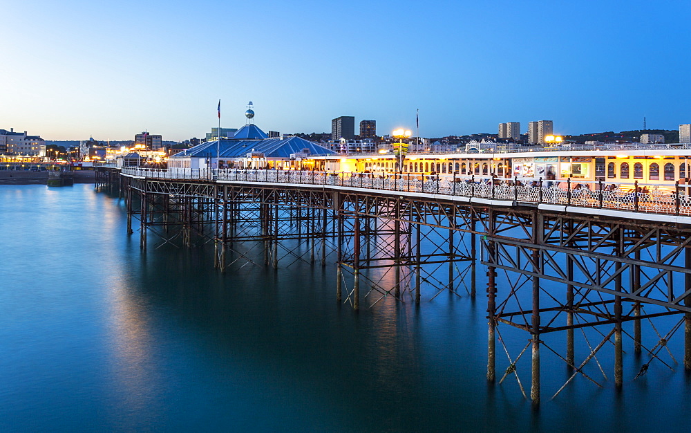 Brighton Palace Pier at night, East Sussex, England, United Kingdom, Europe