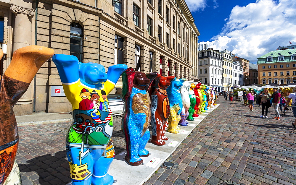 Dome Cathedral square, United Buddy Bears, The Art of Tolerance, Riga, Latvia, Baltic States, Europe