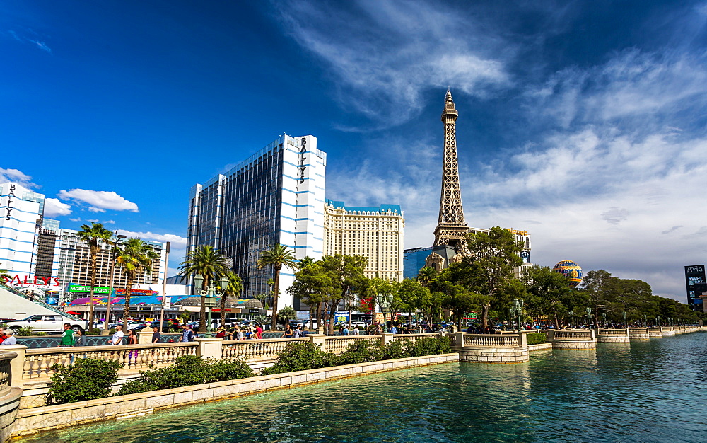 Paris Effel Tower and Ballys hotel, The Strip, Las Vegas Boulevard, Las Vegas, Nevada, United States of America, North America