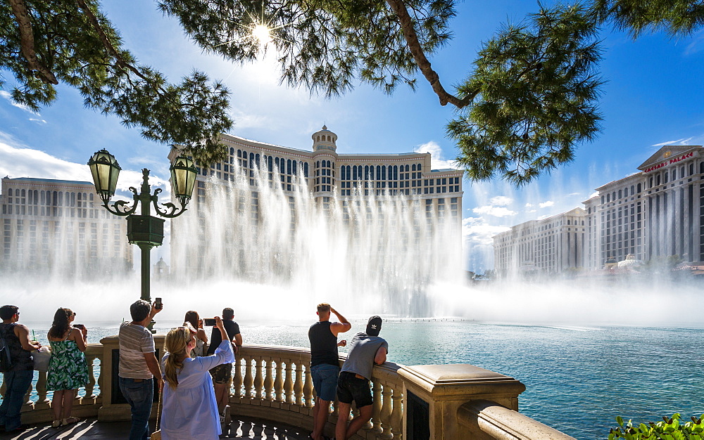 View of Fountains of Bellagio, The Strip, Las Vegas Boulevard, Las Vegas, Nevada, United States of America, North America