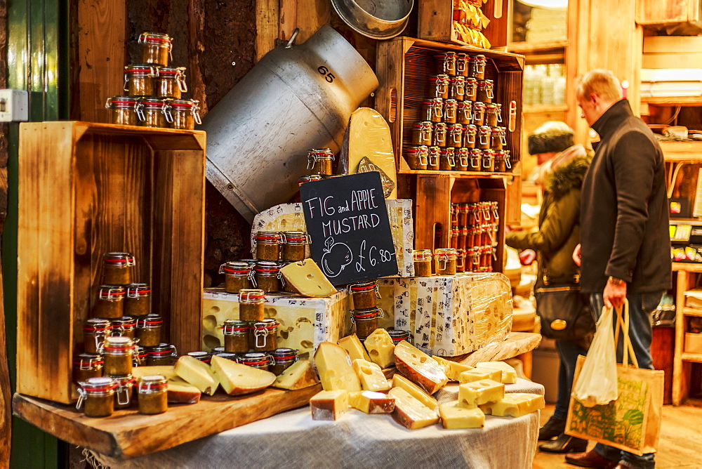 Cheese stand in Borough Market, Southwark, London, England, United Kingdom, Europe