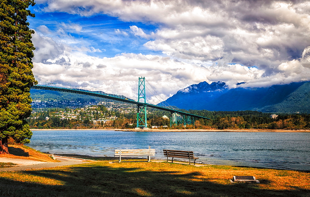 Vancouver Bridge as seen from Stanley Park, Vancouver, British Columbia, Canada, North America