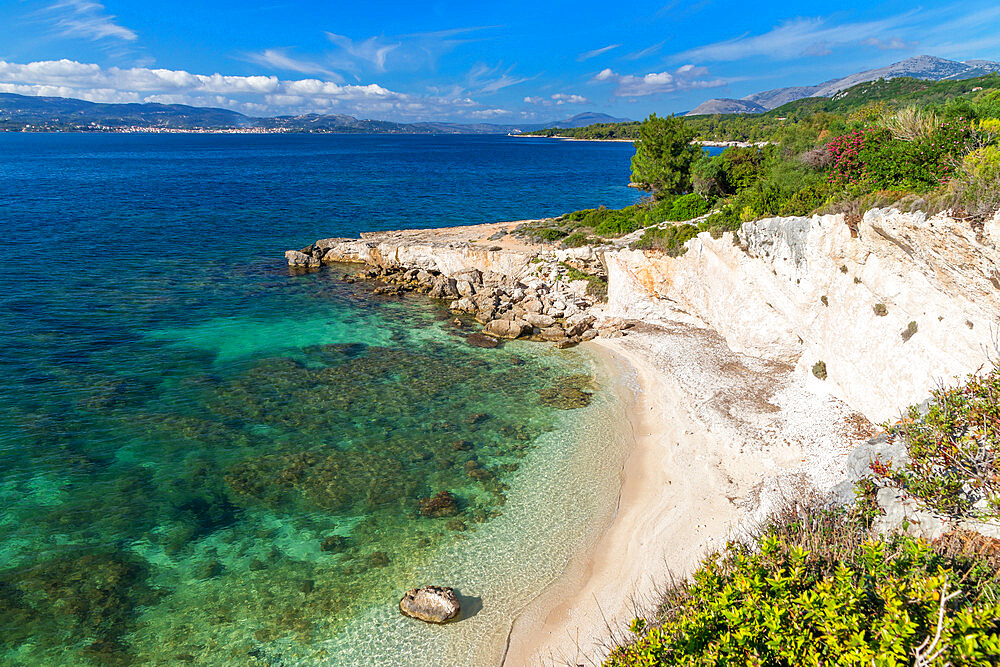 Secluded beach near Argostoli, Kefalonia, Ionian Islands, Greek Islands, Greece, Europe