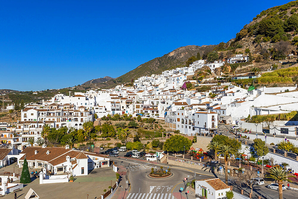 View over the old town from Casa del Apero, Frigiliana, Axarquia mountains region, Malaga province, Andalusia, Spain, Europe