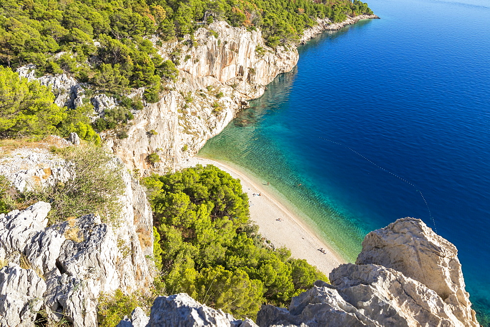 Elevated view over Nugal Beach near Makarska, Croatia, Europe