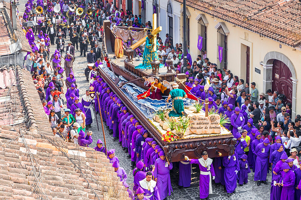 Procession at the fourth weekend of Lent 2017 in Antigua, Guatemala, Central America