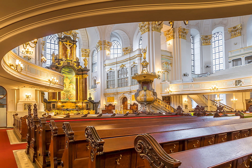 Interior of St Michael's Church, Hamburg, Germany, Europe