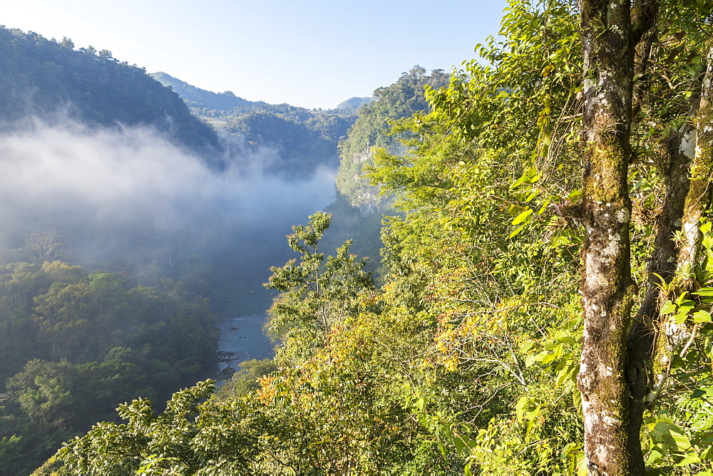 Elevated view from a less known lookout over the Semuc Champey area, Guatemala, Central America