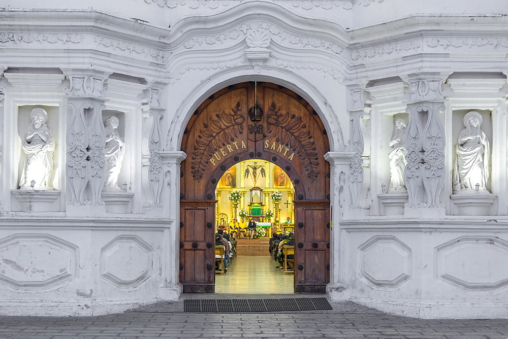 Entrance door of the church of Ciudad Vieja, Guatemala, Central America