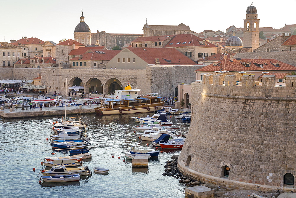 View from the Ploce Gate over the old town of Dubrovnik, UNESCO World Heritage Site, Croatia, Europe