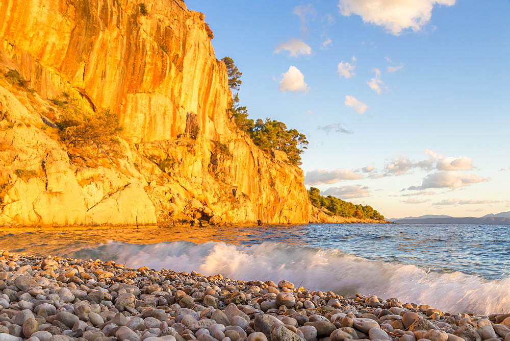 Nugal Beach near Makarska at sunset, Croatia, Europe