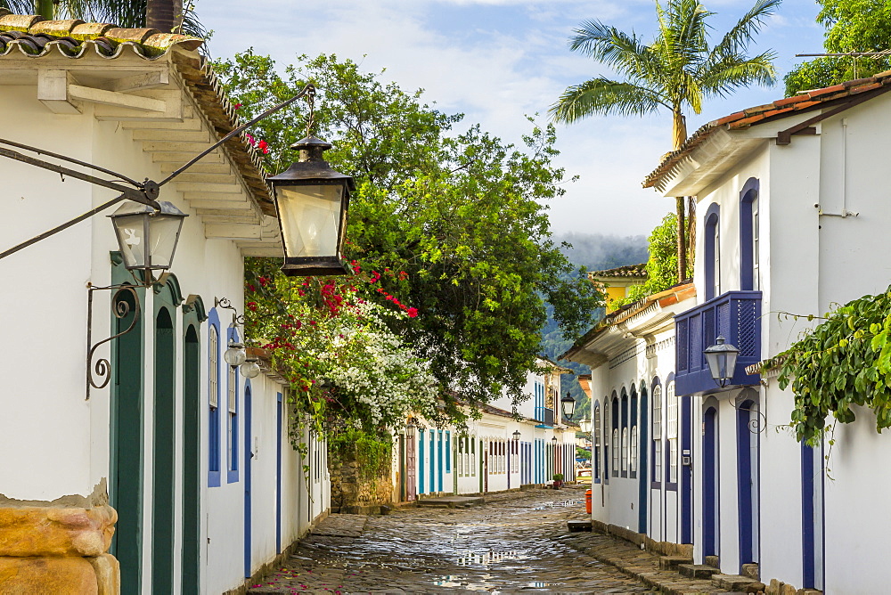 Colonial buildings in the historical centre of Paraty (Parati), Rio de Janeiro, Brazil, South America