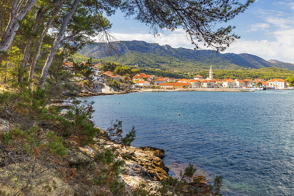 View to the old town of Jelsa, Croatia, Europe