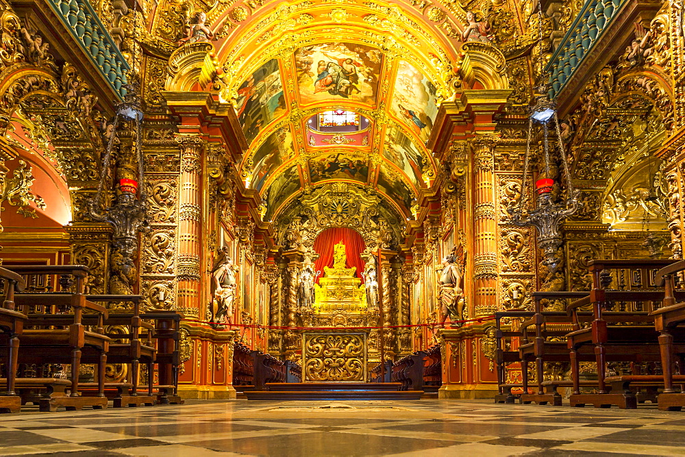 Interior of the church at Monastery Sao Bento, Rio de Janeiro, Brazil, South America