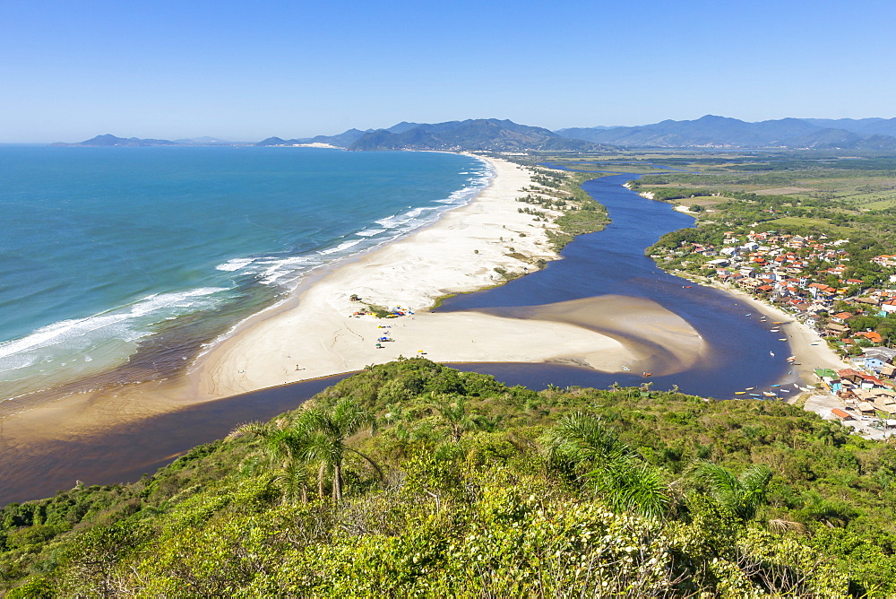 Elevated view from Urubu Rock over Guarda do Embau, Santa Catarina, Brazil, South America