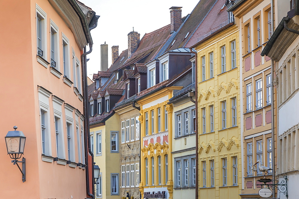 Fronts of old buildings in the historical centre of Bamberg, UNESCO World Heritage Site, Upper Franconia, Bavaria, Germany, Europe