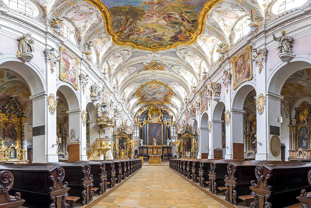 Interior of the Romanesque St. Emmeram's Basilica, Regensburg, UNESCO World Heritage Site, Bavaria, Germany, Europe