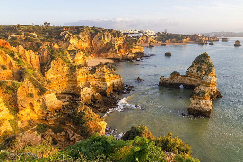 Rocky coastline near Lagos, Algarve, Portugal, Europe