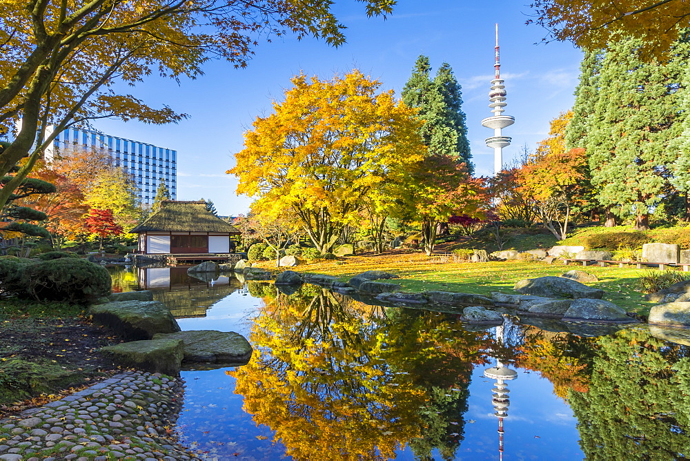 The Japanese Garden at Planten un Blomen Park in Hamburg, Germany, Europe