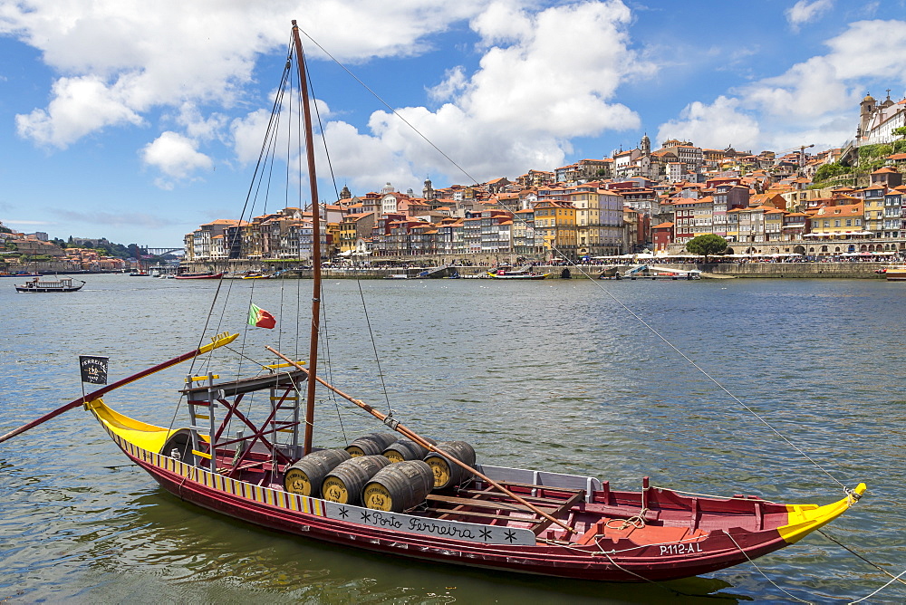 Traditional Rabelo boat on Douro River, Porto, Portugal, Europe